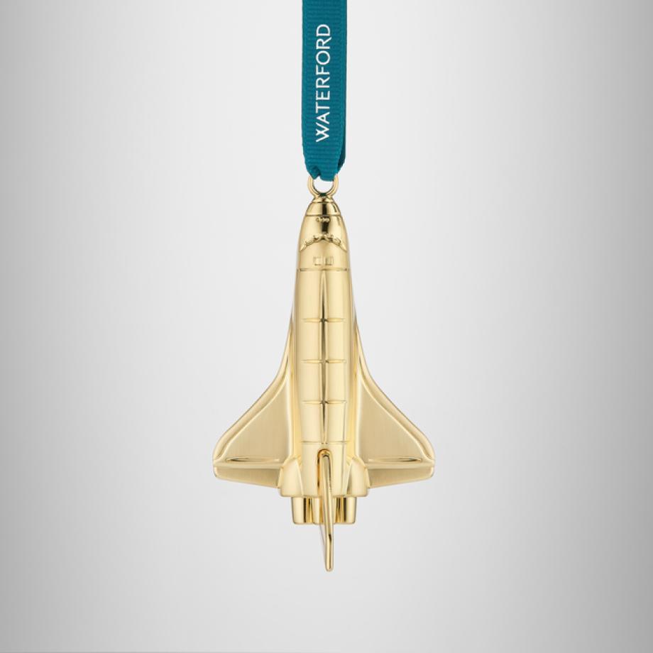 Christmas Rocketship Golden Ornament