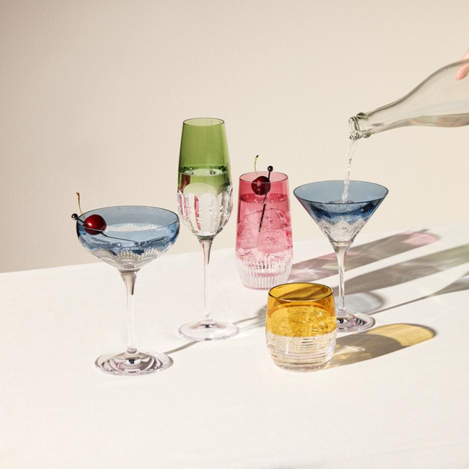 Mixology Flute 335ml Mixed Pattern Set of 4