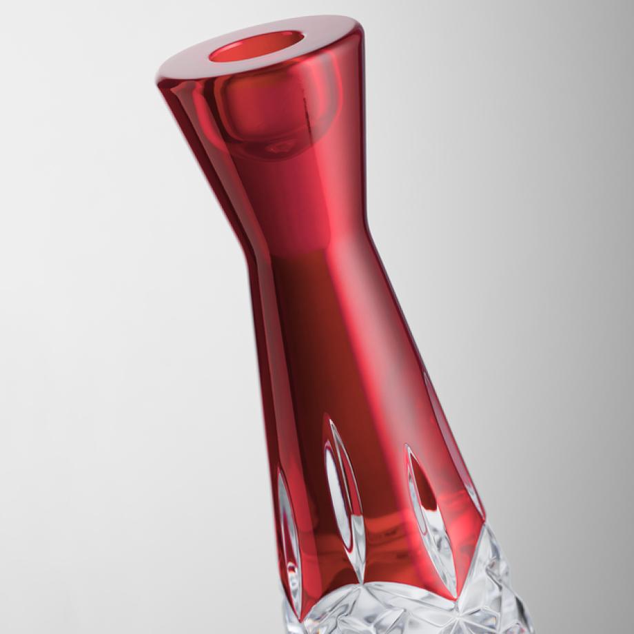 Lismore Red Round Candlestick 20cm Set of 2