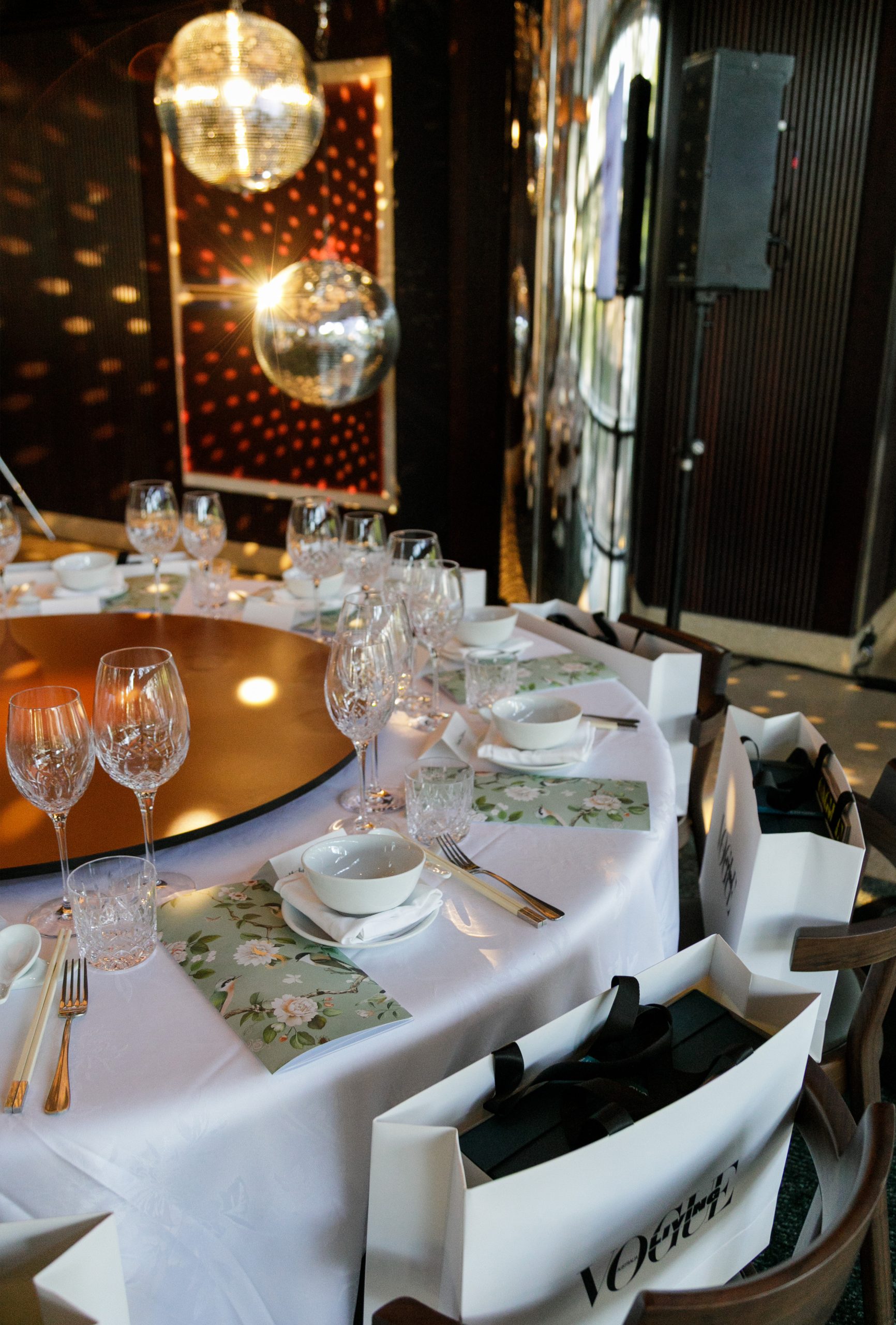 waterford crystal on table from vogue living event